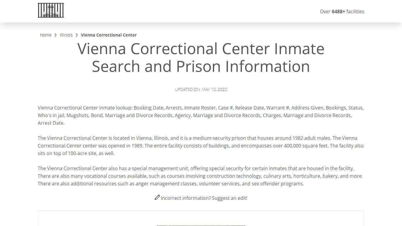 Vienna Correctional Center Inmate Search, Visitation ...